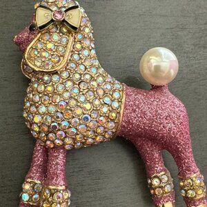 Betsey Johnson Rhinestone Pink Poodle Pin